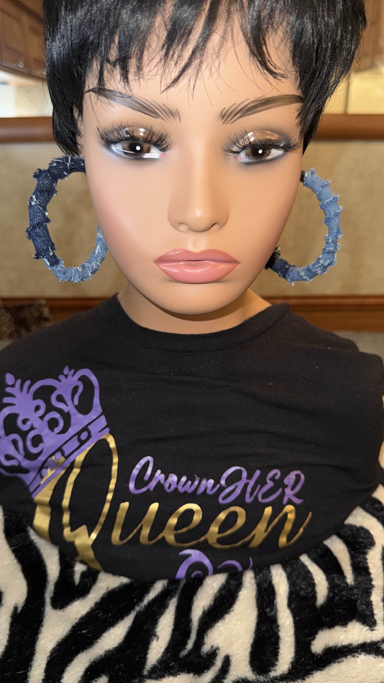Boho 2-Toned Denim Distressed Earrings