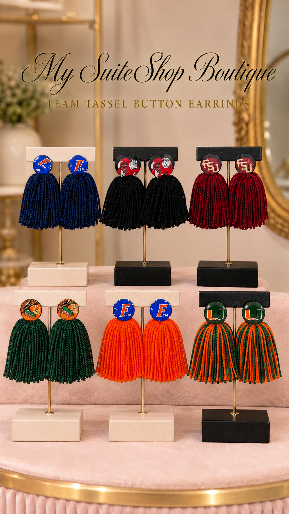 Button Team Tassel Earrings