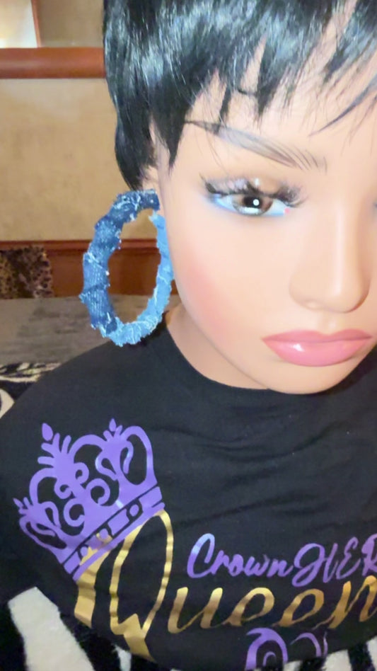 Boho 2-Toned Denim Distressed Earrings